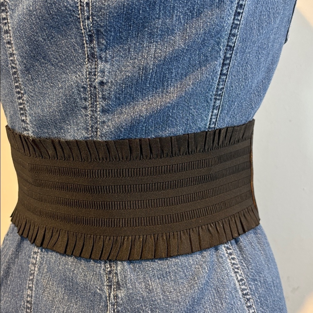 Brave Beltworks wide Black leather elasticized belt size M NWOT - Picture 8 of 12